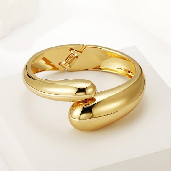 Trendy Gold Chunky Bangle bracelet Women Teen Chunky Adjustable Twist Jewelry - Picture 5 of 7